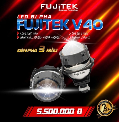 Fujitek V40 Đèn bi pha 3 chế độ màu