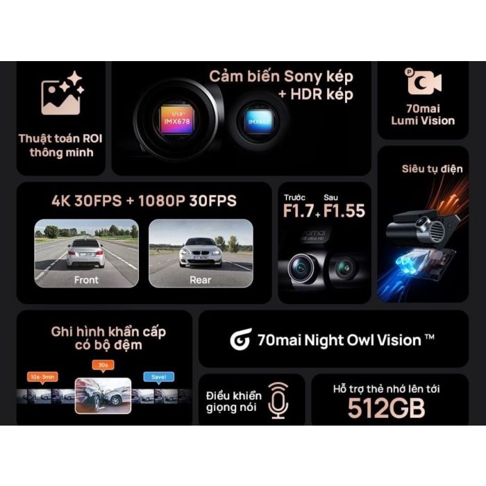 CAMERA HÀNH TRÌNH 70MAI 4K A810S