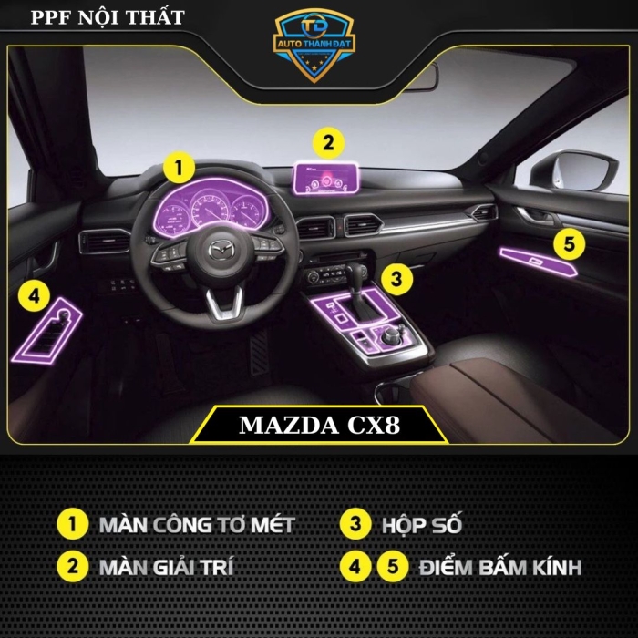 DÁN PPF NỘI THẤT MAZDA CX8