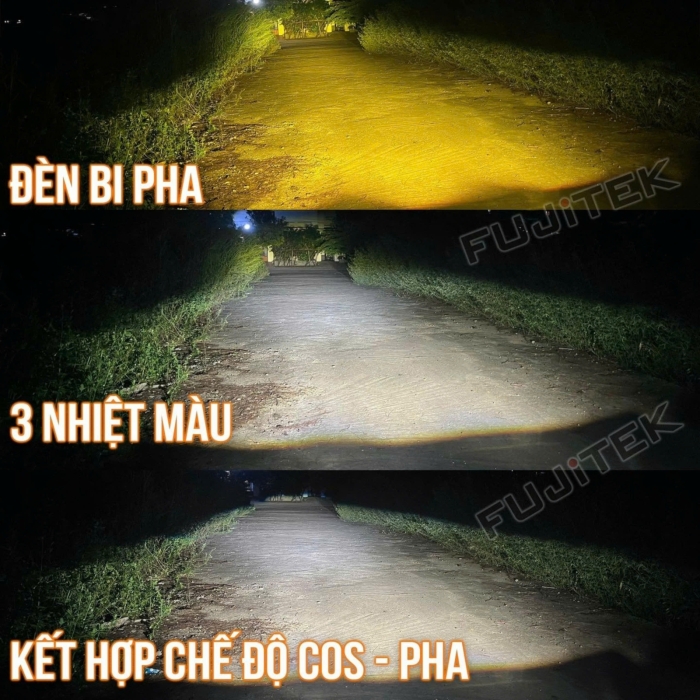 Fujitek V40 Đèn bi pha 3 chế độ màu