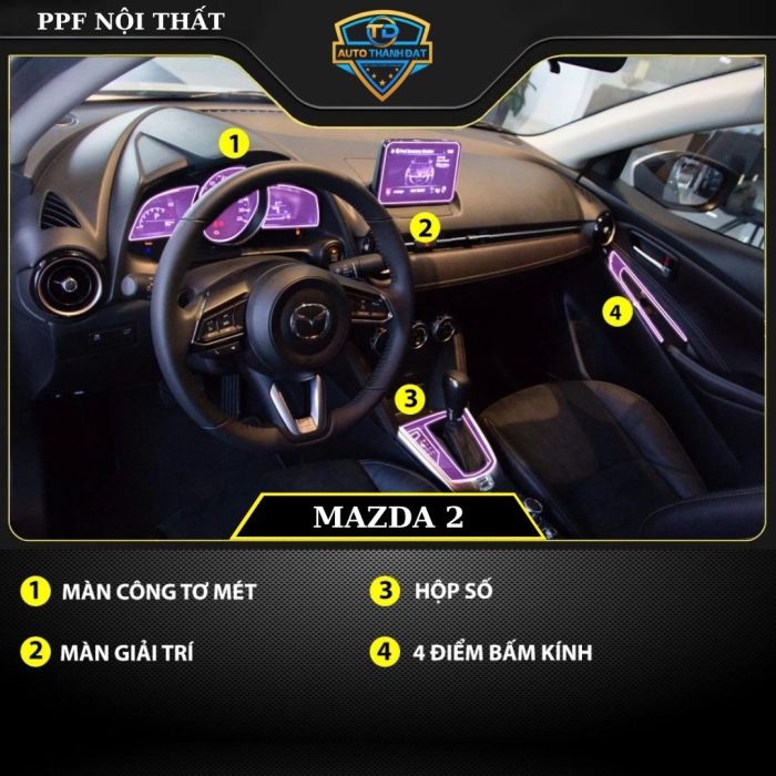 DÁN PPF NỘI THẤT XE MAZDA 2